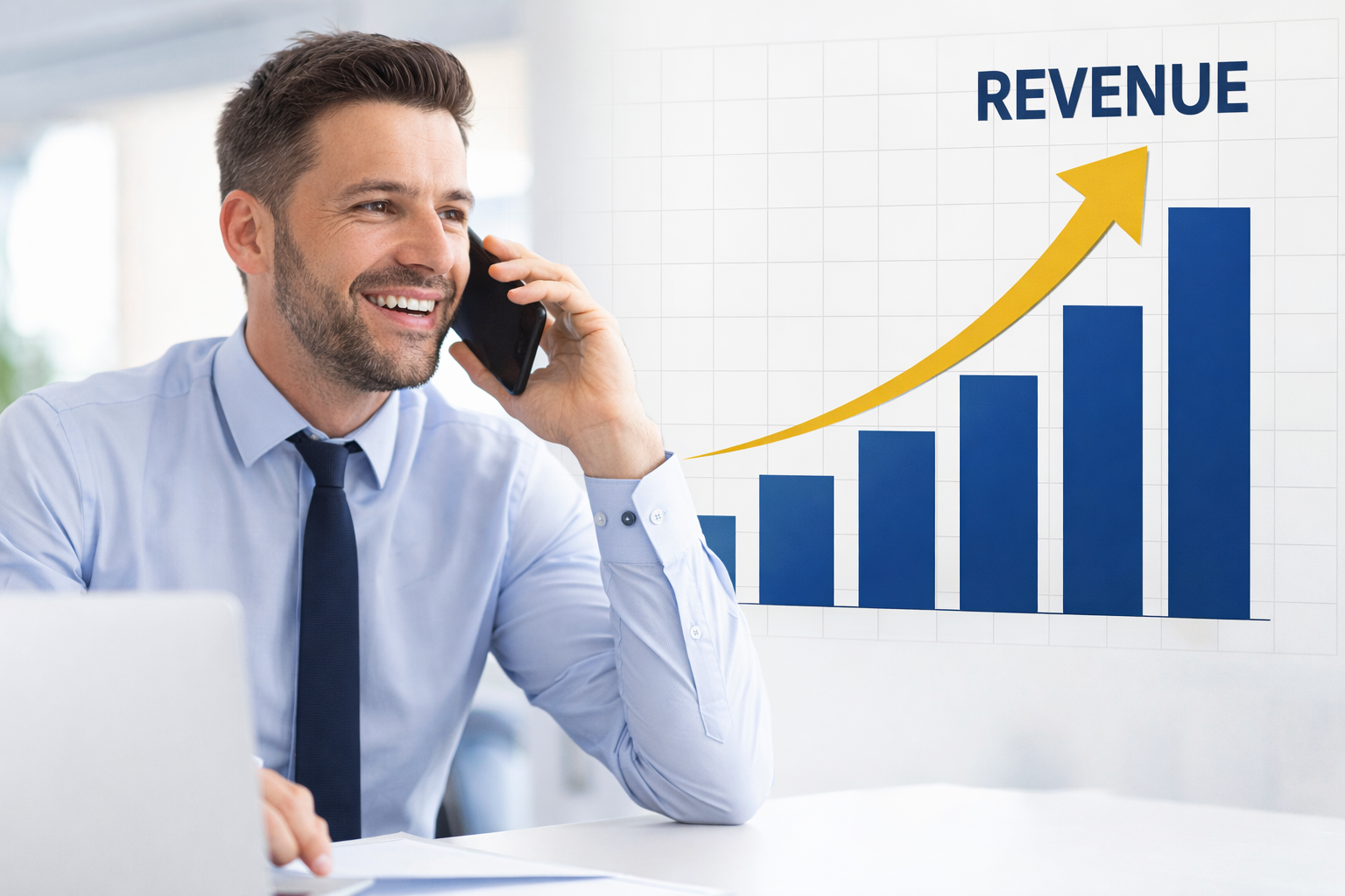 Business professional with growth graph